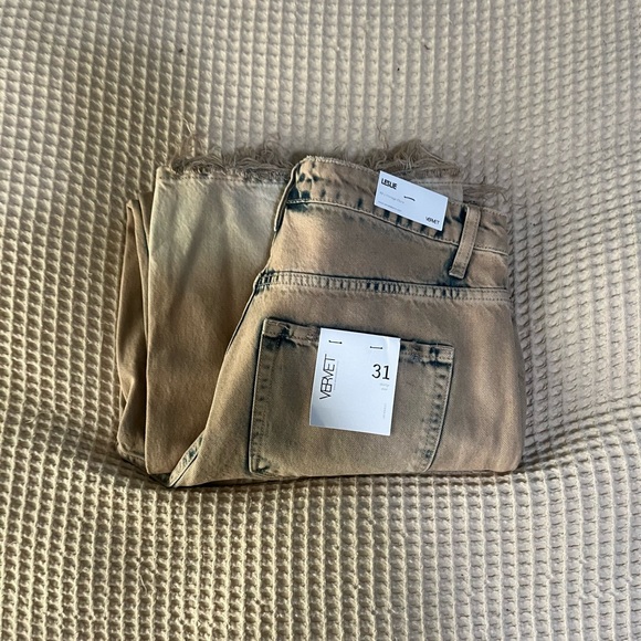 Distressed Tan Flare Jeans - Picture 7 of 7